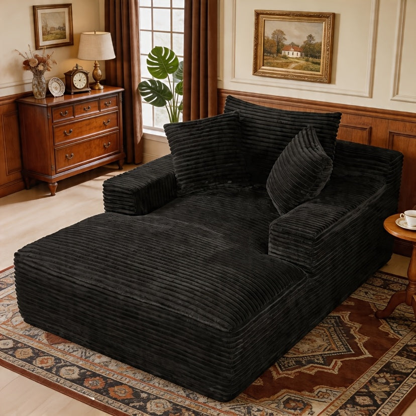 67 Inch Chaise Lounge Chair Indoor, Oversized Corduroy Upholstered Boneless Sofa Bed, Deep Seat Sleeper Couch Reading Chairs, Cloud Sofas Couches for Living Room, No Assembly Required (Orange)