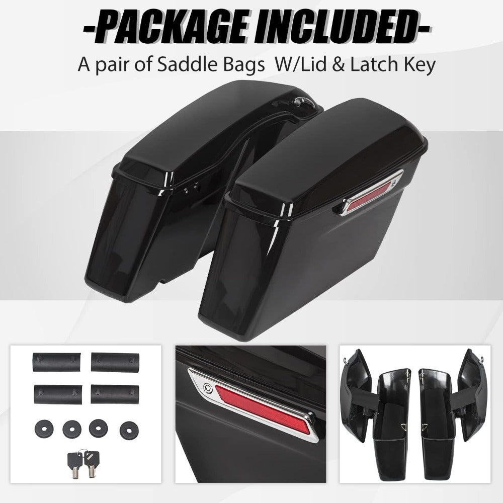 Hard Saddle Bags Trunk W/Lid & Latch Key Compatible With 1993-2013 for Touring Models FLT, FLHT, FLHTCU, FLHRC, Road King, Road Glide, Street Glide, Electra Glide, Ultra-Classic