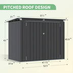 Nordivale Outdoor Trash Can Storage Shed - 2.6x5 Ft Metal Lockable Garbage Bin Enclosure With Chain Lid, Waterproof Small Shed For Trash Cans, Lawn Mower & Garden Tools - Perfect For Garden, Backyard, & Patio Use