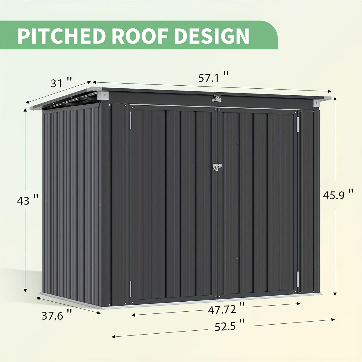 Nordivale Outdoor Trash Can Storage Shed - 2.6x5 Ft Metal Lockable Garbage Bin Enclosure With Chain Lid, Waterproof Small Shed For Trash Cans, Lawn Mower & Garden Tools - Perfect For Garden, Backyard, & Patio Use