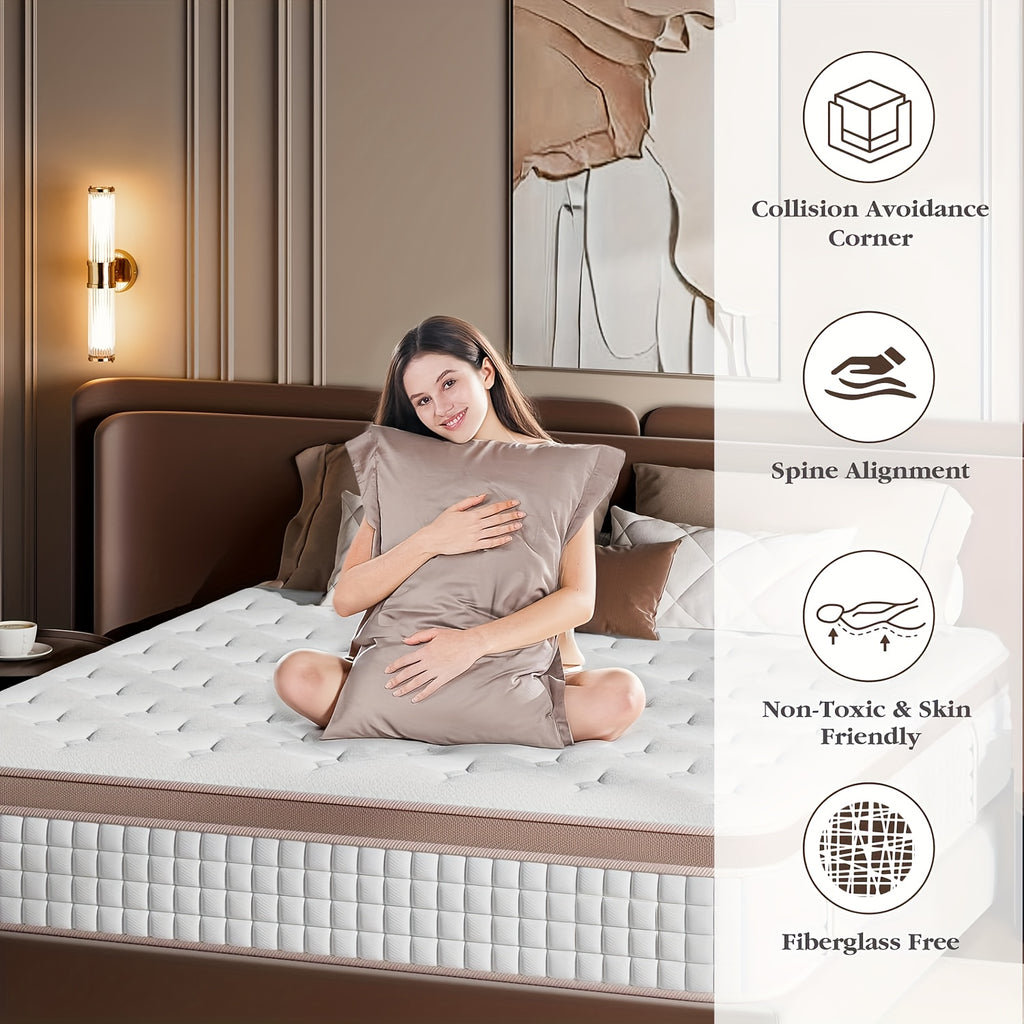 Luxury Mattress 12/14 Inch Full Size Queen Size King Size Gel Memory Foam Pocket Spring Mixed Mattress Box Medium Hardness
