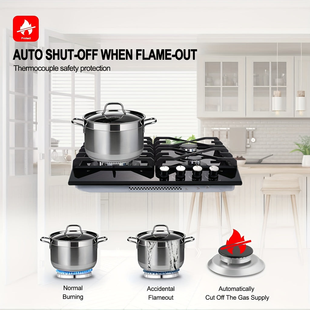 Gas Cooktop for Everyday Meal Preparation, 24-Inch Four-Burner Design for Kitchen Cooking Tasks