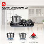 Gas Cooktop for Everyday Meal Preparation, 24-Inch Four-Burner Design for Kitchen Cooking Tasks