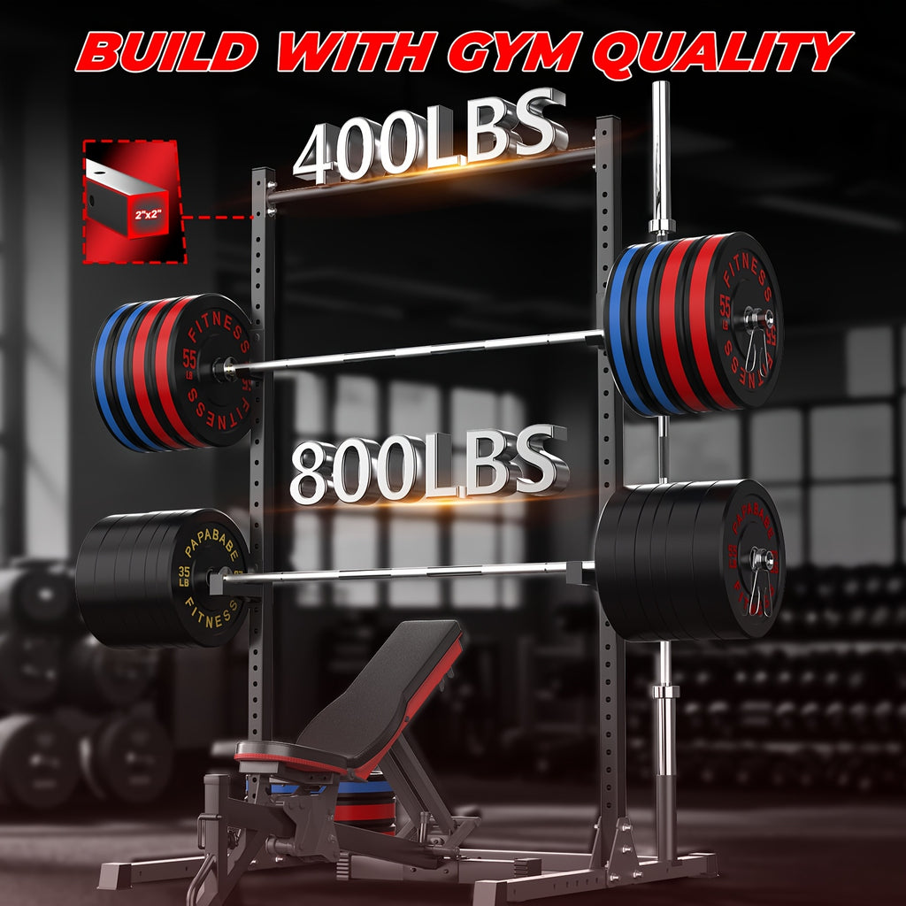 Power Rack for Home Squats and Bench Presses — 800 lb Capacity, Pull-Up Bar and Plate Storage