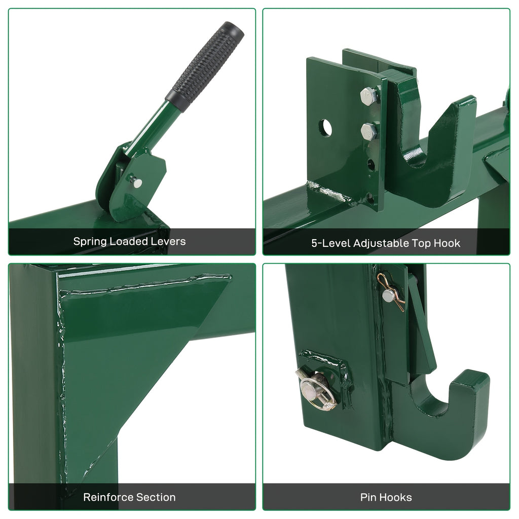 3-Pt Quick Hitch Adapter Category 1 & 2 Tractor, 3000 lb Lift, Adjustable Steel Bolt, Green Powder Coated (OEM Replacement)