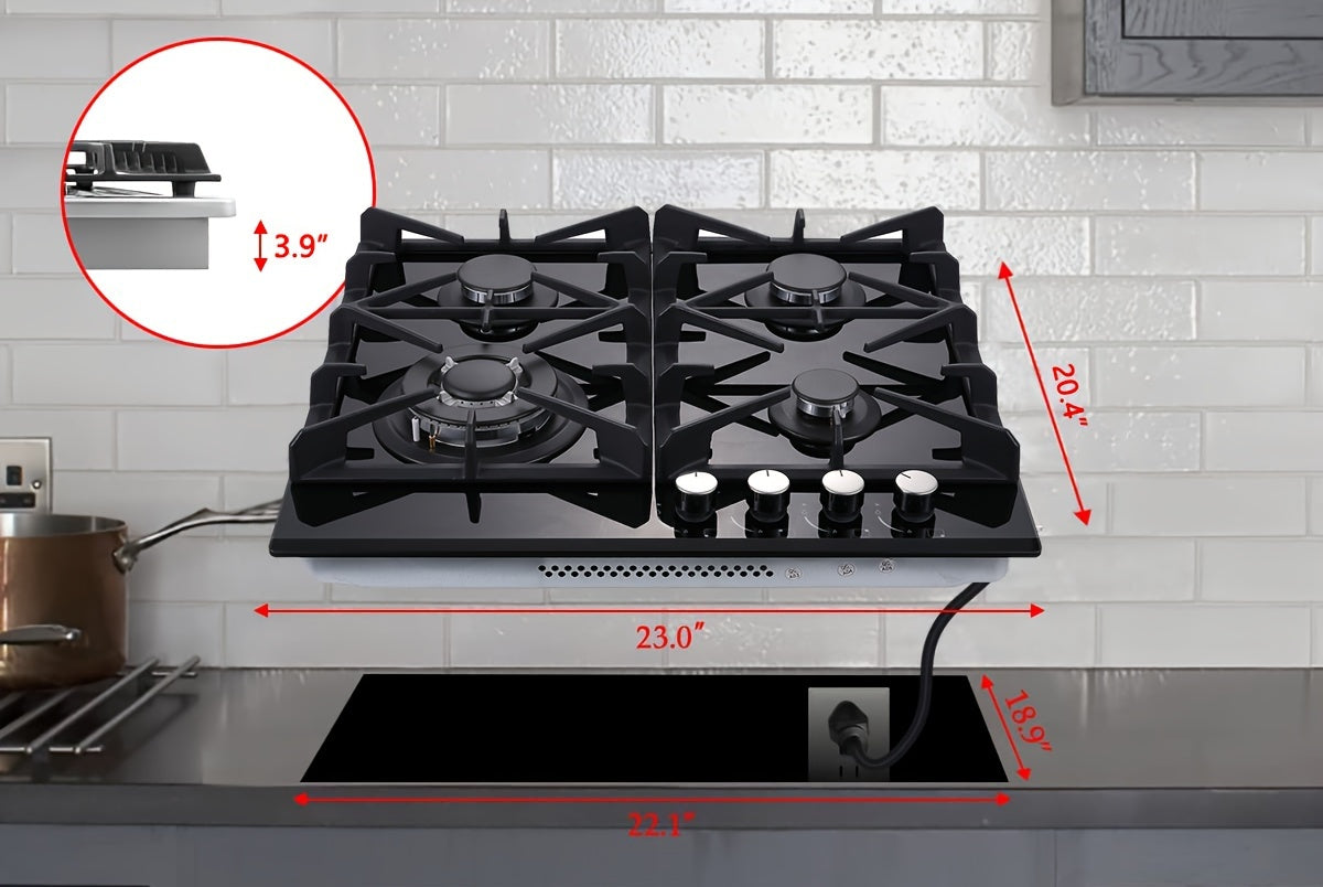 Gas Cooktop for Everyday Meal Preparation, 24-Inch Four-Burner Design for Kitchen Cooking Tasks