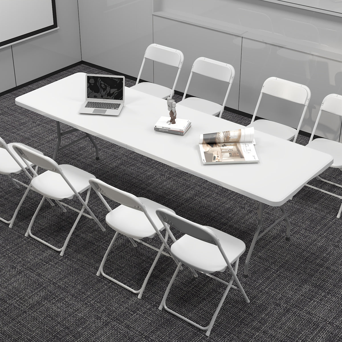 [Weddings And Gardens] 90/60/30/20/10 Pack Office White Plastic Folding Chairs Lightweight Folding Chairs, Indoor/Outdoor Folding Chairs, Portable Event Chairs Office Chairs, Conference Rooms, Weddings, And Gardens