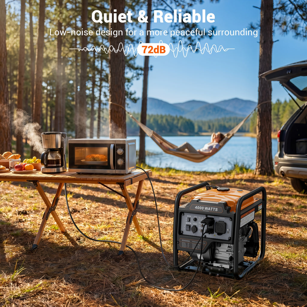 4000W Portable Inverter Generator, Low Noise Technology, 30A RV Outlet, Suitable for Home Emergencies, Emergency Use, and Camping, Can Handle Extreme Snowstorms and Hurricanes, Complies with EPA Standards
