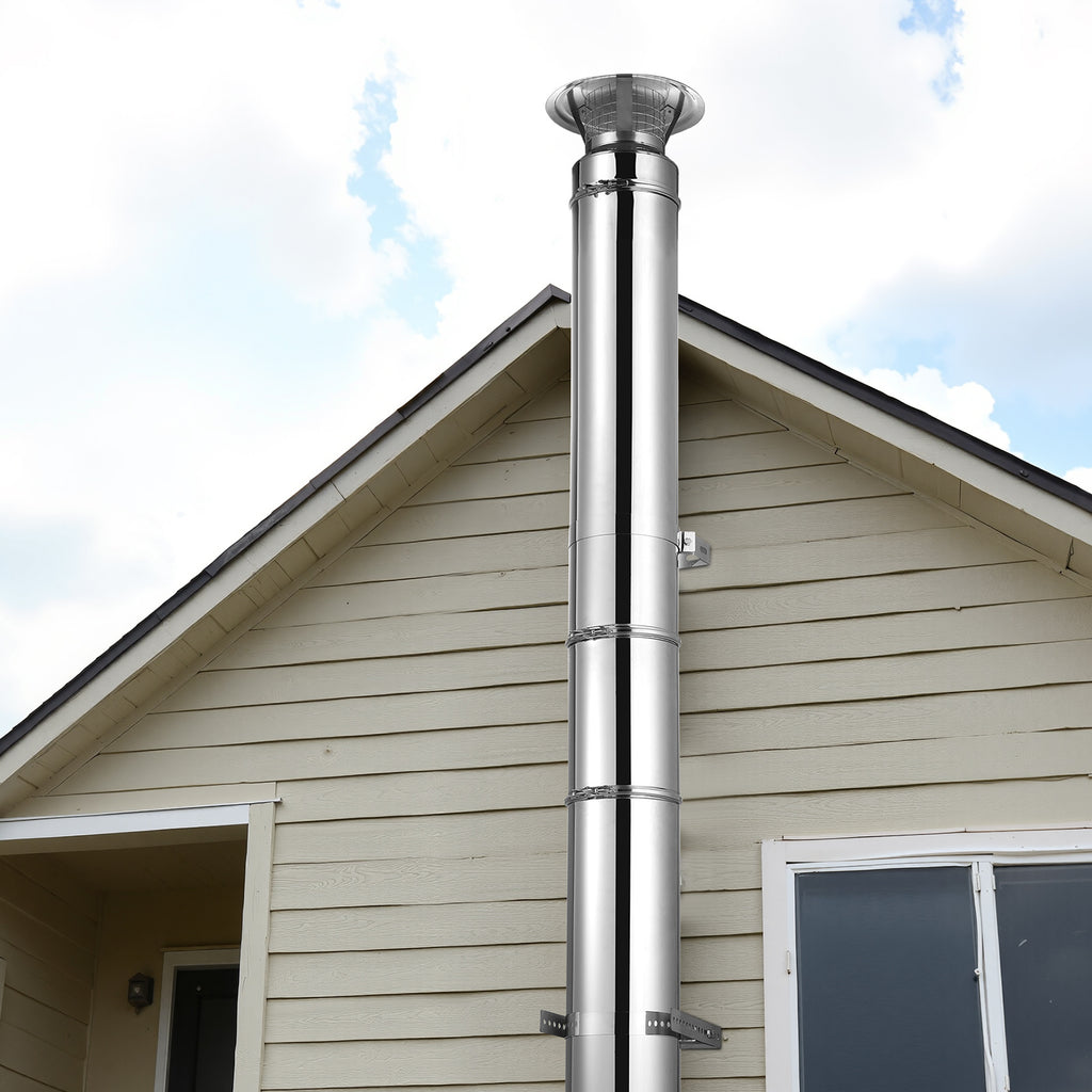 VEVOR 6 x 36/48 Inch Double Wall Insulated Chimney Pipe Stainless Steel Stove Pipe