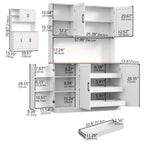 71-Inch Tall Kitchen Pantry Cabinet Featuring Three Pull-Out Drawers, Spacious Storage with Hutch And Door Shelves, And a Pantry Organizer That Includes a Microwave And Coffee Stand for The Dining Area, in White
