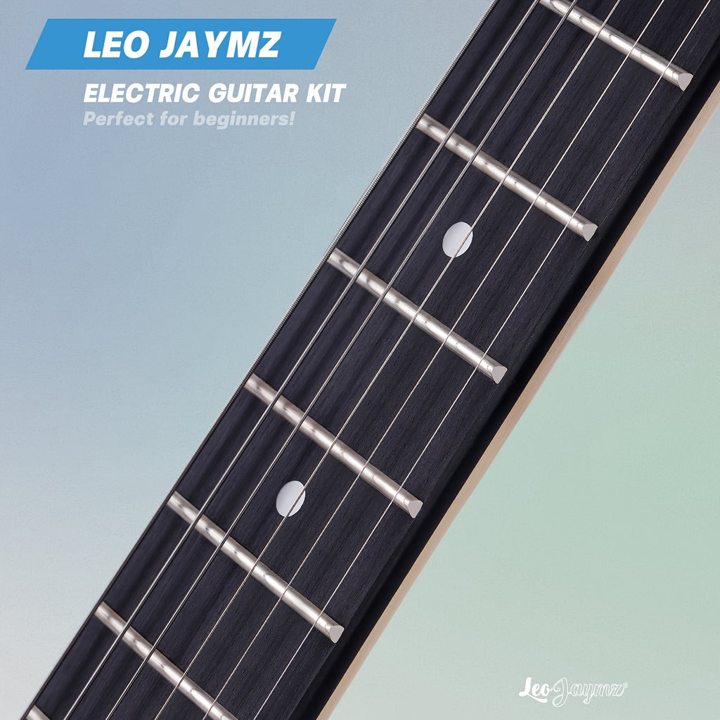 Leo Jaymz 39 Inch Full Size Electric Guitar Kit Electric Guitar Beginner Kits - 20W Amplifier, Digital Tuner, Carrying Bag, Shoulder Strap, Connecting Cable