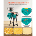 Electric Grain Mill Grinder, 1500W Commercial Spice Pulverizer for Dry Grains, Coffee, Cereals and Pepper