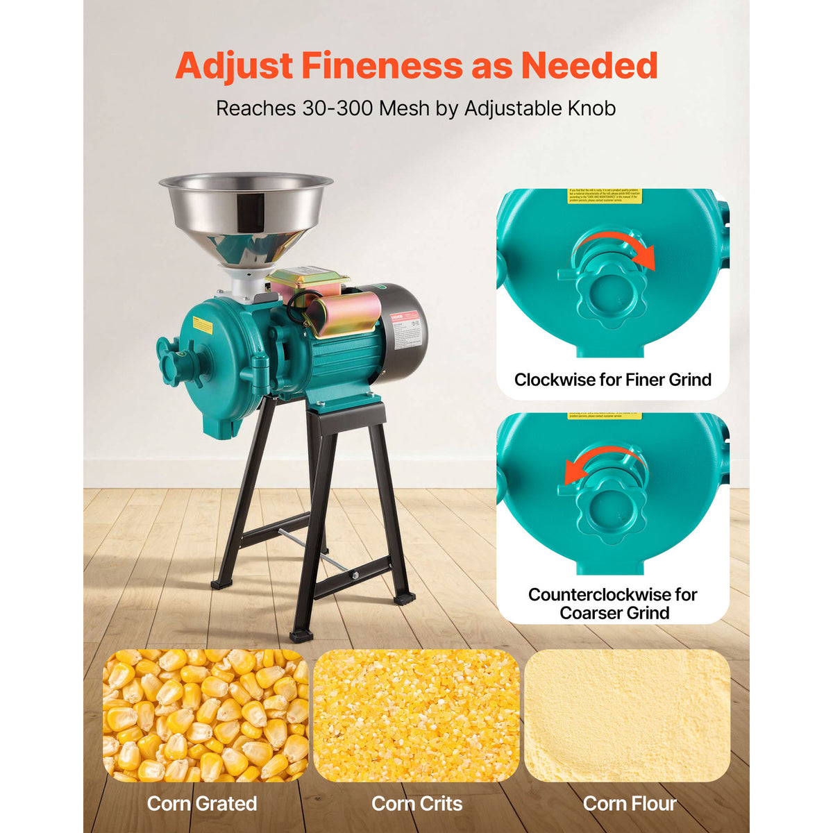 Electric Grain Mill Grinder, 1500W Commercial Spice Pulverizer for Dry Grains, Coffee, Cereals and Pepper