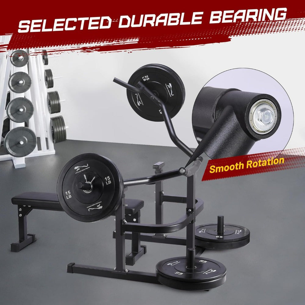 Heavy-Duty Adjustable Chest Press Machine with Bench - Home Gym Bench Press Rack w/ Independent Converging Arms, Smooth Bearing System & Flat Bench for Upper Body Strength Training (/) - Steel Weight Training Equipment Suitable for Home Gym