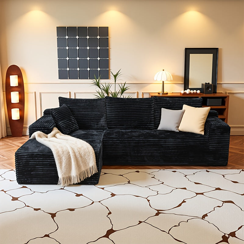 103-inch L-shaped Sofa, a Multifunctional Transforming Compression Sofa Bed with Chaise Lounge, Comes with 2 Throw Pillows, Built-in High-density Supportive Sponge, a No-assembly-required Sofa Chair Suitable for Bedrooms and Living Rooms