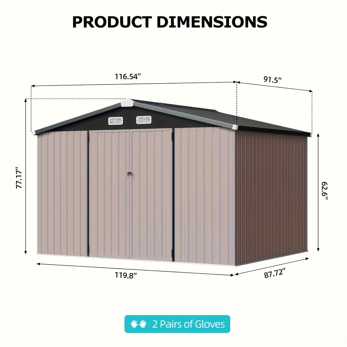 12x20/6x4ft Metal Storage Shed - Outdoor Garden Shed Kit, Lockable Tool Shed, Backyard Shed with Double Hinged Doors, Carport for Car, Truck, Bike And Lawn Mower & Equipment, Brown