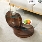 Glass Coffee Table for Small Spaces with Three-Tier Storage and a Clear Tempered Glass Top