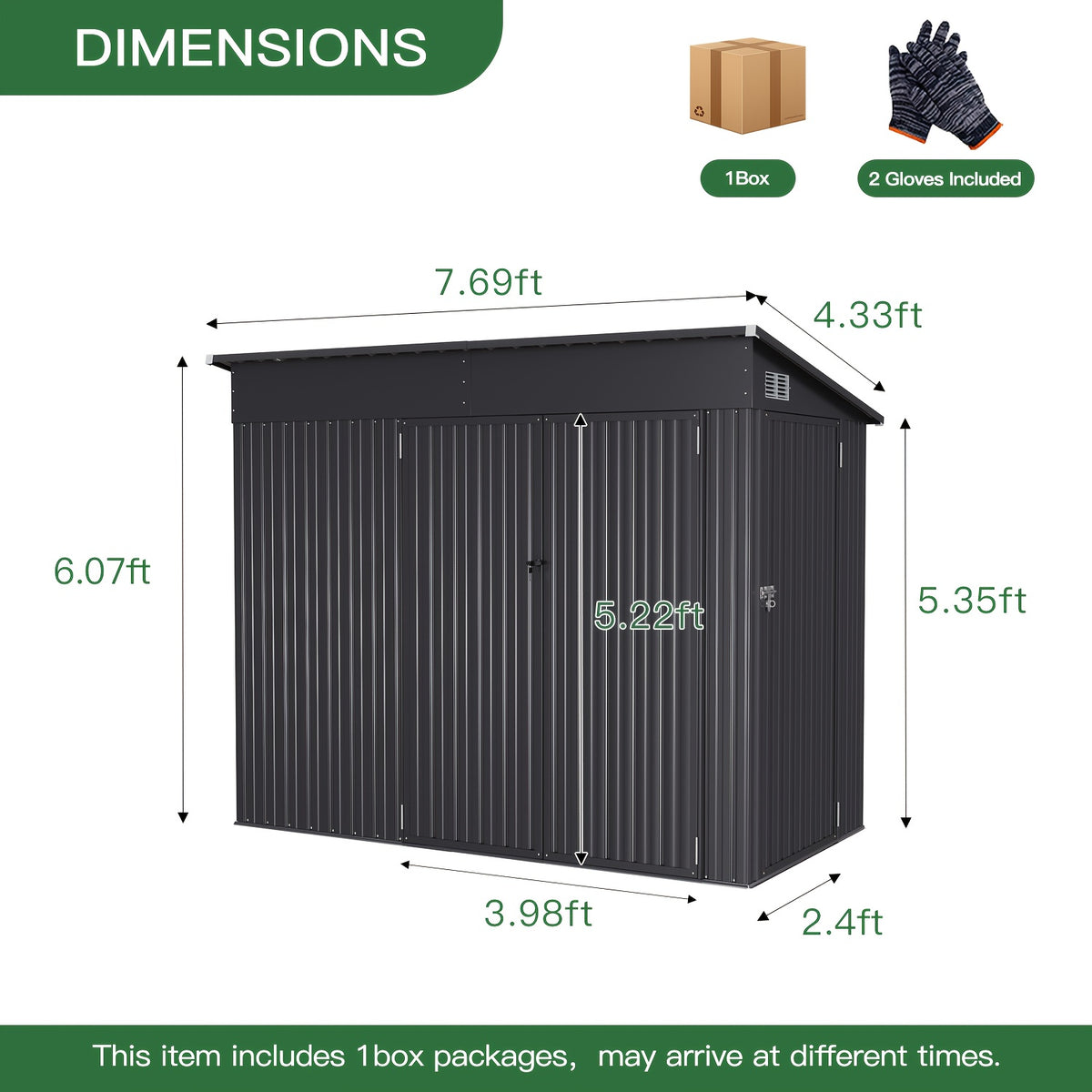 Nordivale 8 X 4/10X8/12X8 FT Outdoor Storage Shed with Sturdy Metal Frame - Lockable Triple Door Tool Sheds, Heavy Duty Storage Building for Bicycles, Lawn Tools Suitable All-Weather, Waterproof Garden Metal Trash Storage Sheds for Patio, Backyard