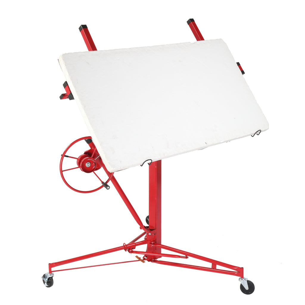 16ft Drywall Lifter Panel Hoist Dry Wall Rolling Caster Lifter Construction Tool 150LB Heavy Duty Sheetrock Hoist Holder Red