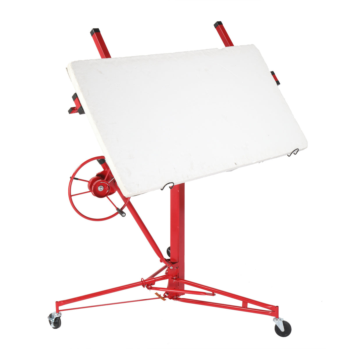 16ft Drywall Lifter Panel Hoist Dry Wall Rolling Caster Lifter Construction Tool 150LB Heavy Duty Sheetrock Hoist Holder Red