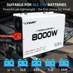 LVYUAN Power Inverter, 8000W (peak), 12V DC to 110V/120V AC Converter, Suitable for Homes, RVs, Boats, Off-grid Solar Systems, And Vehicles. Features USB Charging Ports, 4 AC Power Outlets, Dual USB Ports, An LCD Display, And A Remote Control.