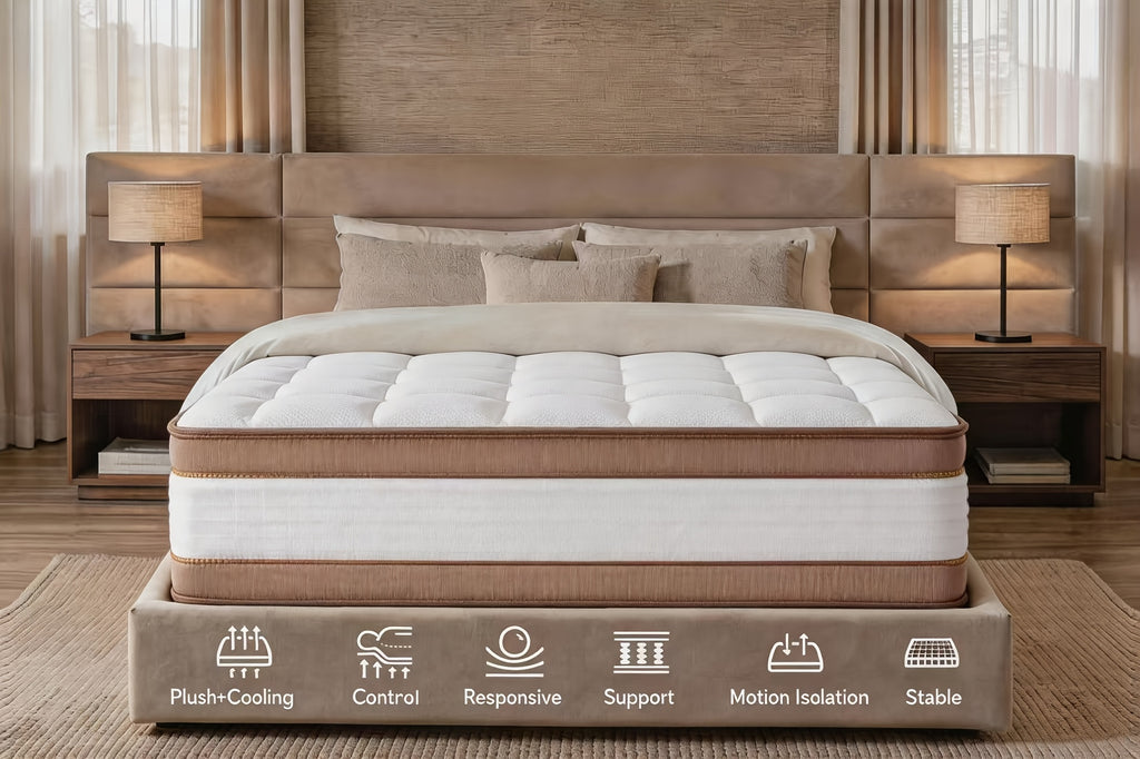 Queen Size 12/14 Inch Mixed Mattress Box - Memory And Spring Bed with Sports Isolation, Medium Hardness, Allergy Resistant Mattress Box Design, No Bedbox/Base Required, Easy to Install (Suitable for Full/Queen/King Sizes)