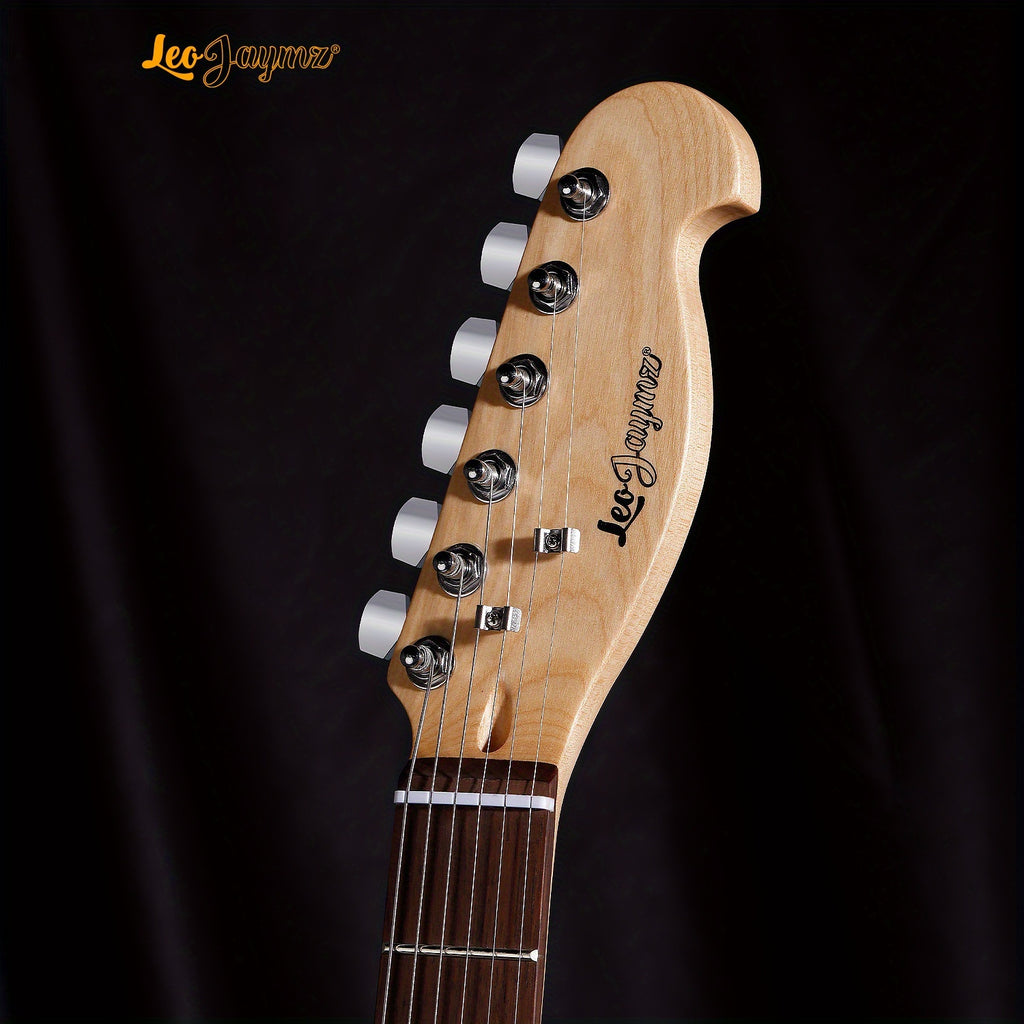 [Electric Guitar] Leo Jaymz DTL Style Electric Guitar with Flag Sticker - High Gloss Mahogany Body And Hard Maple Neck - High Transparency Acrylic Pickguard