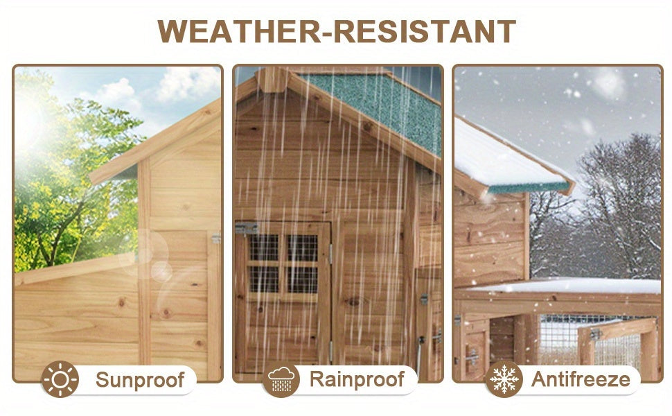 GOJOOASIS 80" Chicken Coop For 2-4 Chickens Outdoor Wooden Hen House Poultry Pet Hutch For Backyard W/Run Cage & Nesting Box, Without Battery