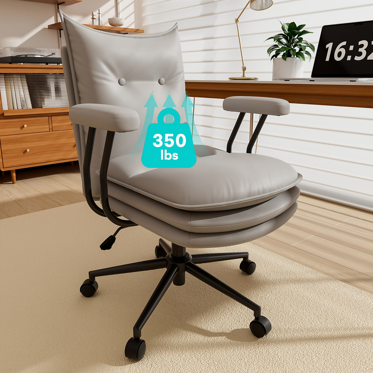 Executive Office Chair — 160° Recline and Footrest for Spacious 400LB Home Office Seating with Casters