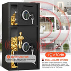 6.0 Cub Extra Large Heavy Duty Fireproof for home Safe Box with Biometric Fingerprint Lock, Backlit Keypad & Deposit Slot - Dual Alarm System, Digital Display, Metal Construction, Secure Cash & Valuables Storage for Home, Office