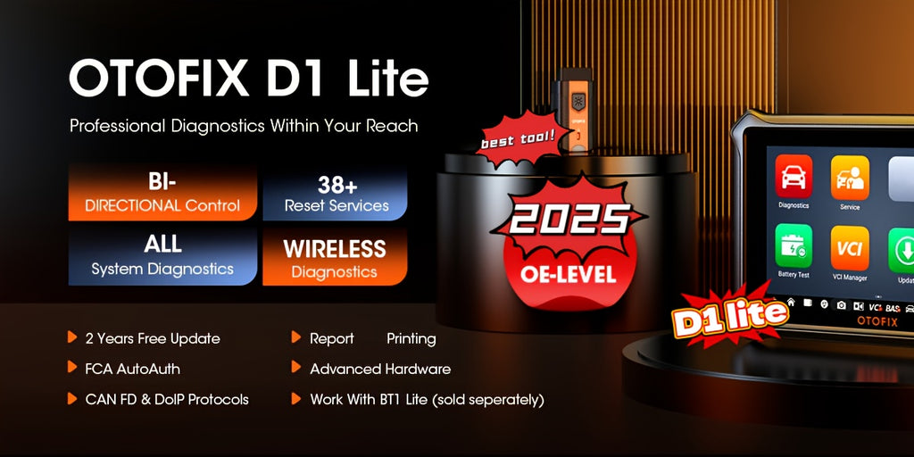 OTOFIX D1 Lite Bidirectional Scanner Full System Diagnostic Key Coding TPMS FCA Autoauth, Key Programming, Test, CANFD & DOIP, Auto VIN, No Wireless Function, Without Battery