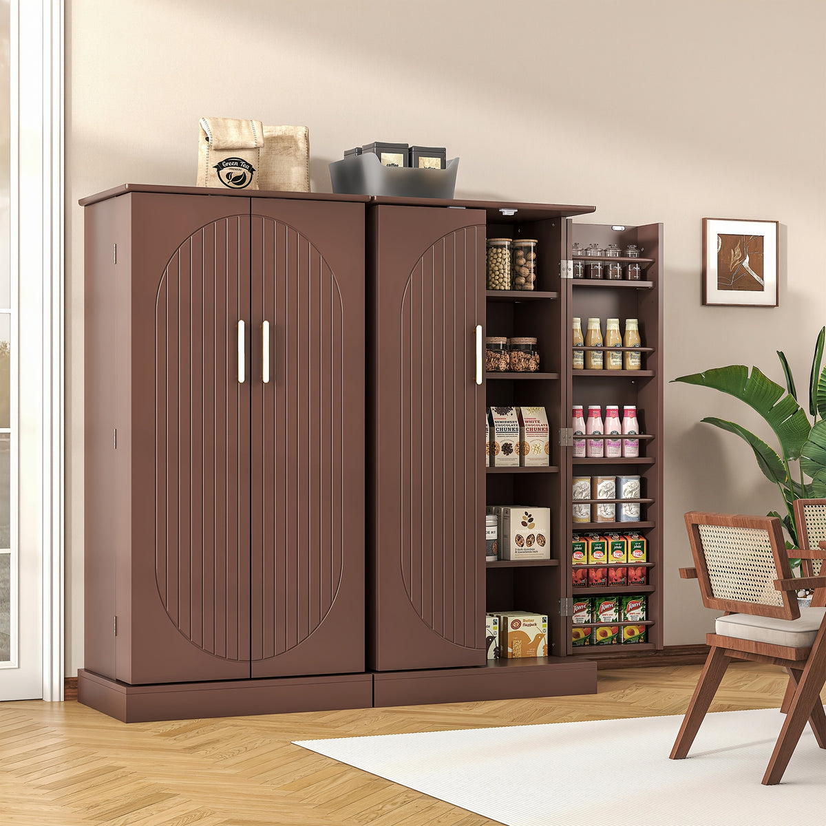47" Freestanding Storage Cabinet with Adjustable Shelves, Multi-Sport Ball Storage with Large Drawer, Versatile Modern Cabinet for Dining Room, Bathroom, Living Room, Laundry, Sports Equipment Organizer, Basketball, Golf Balls Storage Box
