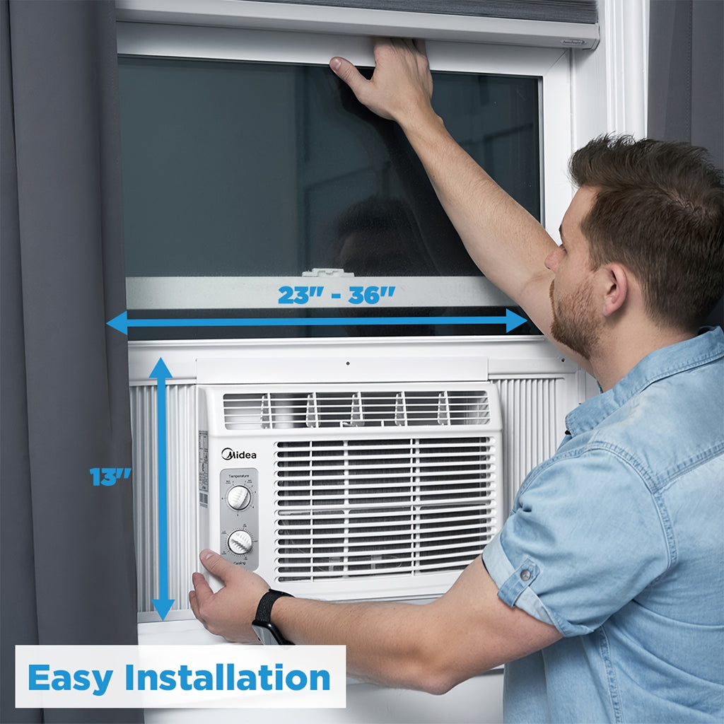 [Midea 5000 BTU Window AC] Midea 5000 BTU Window Air Conditioner, Cool Up to 150 Sq.Ft, Mechanical Knob/ Electronic Digital Control, Window Mount AC for Small Bedroom Office, White