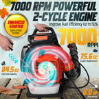75.6Cc Gas Backpack Leaf Blower 912 CFM 206 MPH 49N, 6.0 HP 2-Cycle Backpack Blowers Gas Powered with Low Vibration, Ergonomic Design, Cruise Control, Commercial-Grade Gas Leaf Blower for Garden Lawn Yard Cleaning, Snow Removal, Gifts for Dad