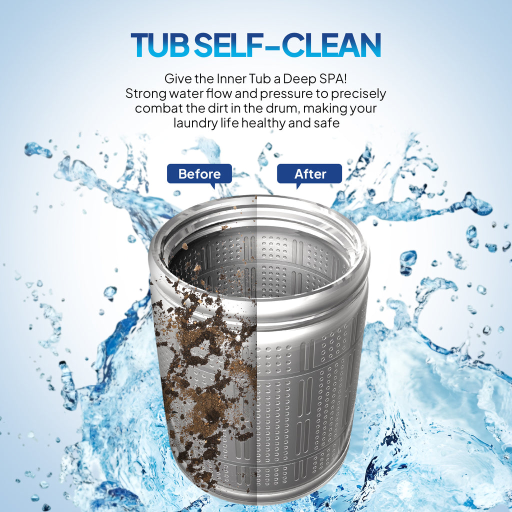 Portable Washing Machine - Compact Twin Tub Mini Washer & Spin Dryer Combo with Built-in Gravity Drain, 110V Electric Laundry Machine for Apartments, Dorms, RV, Camping - Energy Efficient, Quiet, Space Saving, No Installation Required, Quick Wash, Low Wat