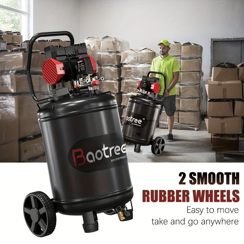 Ultra Quiet 14/10/8 Gallon Oil-Free Air Compressor With Wheels, Fast 60-Second Inflation, 3.5MPA Durable Design & Automaticoverheat Protection For Home/Commercial Use