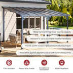 Wall-Mounted Hardtop Gazebo with Polycarbonate Roof — Lean-To Aluminum Patio Cover in Five Size Options