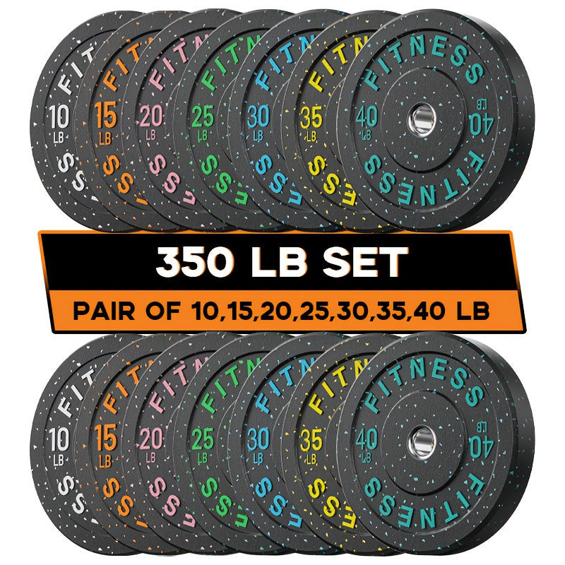 45-650Lbs High Bounce Bumper Plates, 2 Inch Colored Fleck Rubber Weight Plates For Heavy Lifters, Powerlifting, CrossFit, Deadlift, Squat, Home Gym, Strength Workout, For Men, Women, Big Weight Enthusiasts