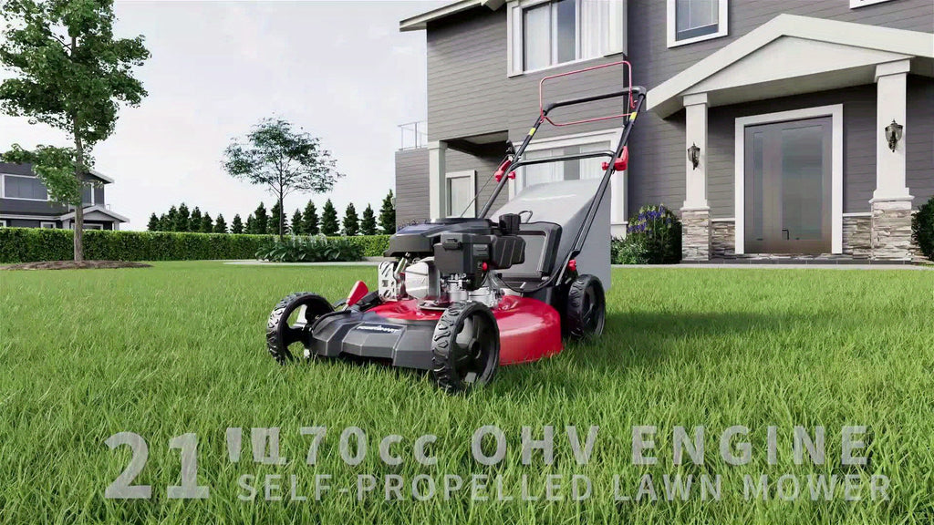 Self Propelled Gas Lawn Mower 21In. 170Cc, Gas Engine 3-In-1 Mulch, Bag, Side Discharge, 6-Position Height Adjustment, Lawn Mower, Self Propelled Lawn Mower, Lawn Care Equipment, Yard Maintenance, Adjustable Height Mower, Versatile Discharge