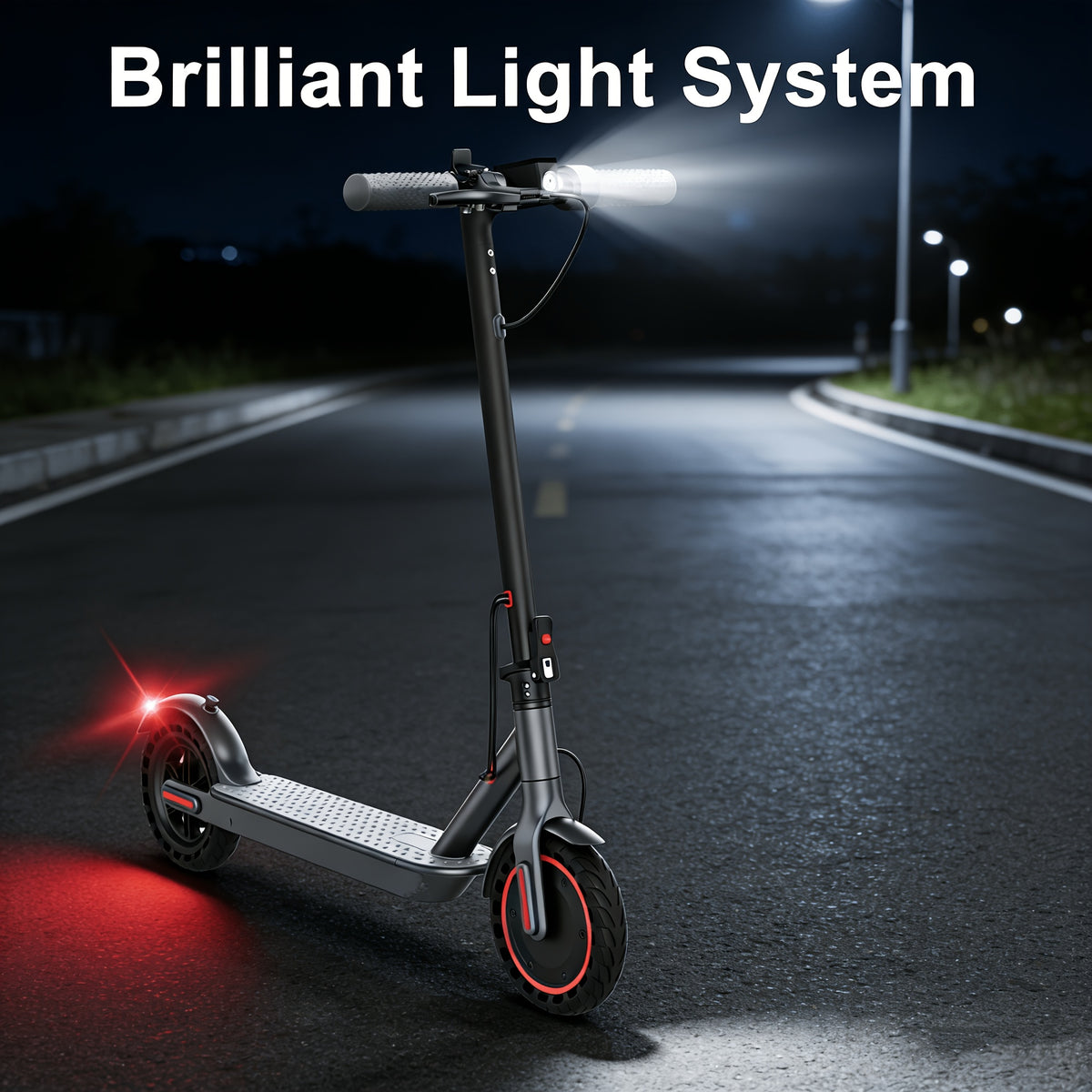 Long Distance Folding Adult Electric Scooter, 350W Motor, 8.5 Inch Anti-Slip Solid Tires, Smart APP& LCD Dashboard, 3 Adjustable Speeds, Dual Safe Brakes, LED Headlight Taillight, Built-in Bell, Aluminum Alloy Body, 265 LBS Load, Low Maintenance