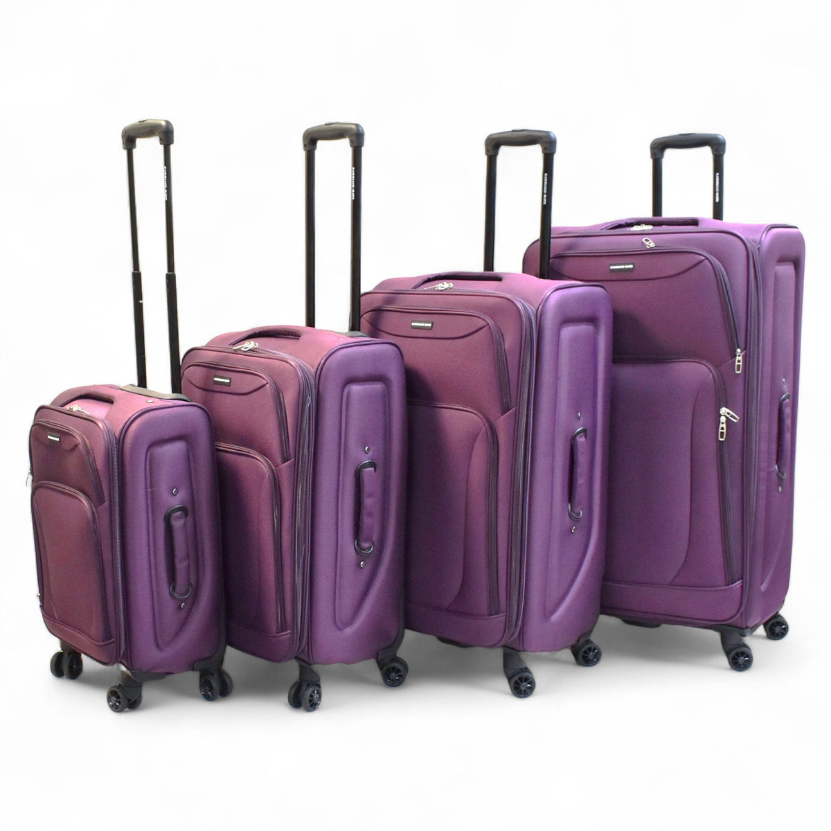 4-Piece Softside Spinner Luggage Set – Lightweight Expandable Suitcases in 20" 24" 28" 32" – Durable Fabric with 360° Wheels & Telescoping Handles – Black, Grey, Plum Travel Set
