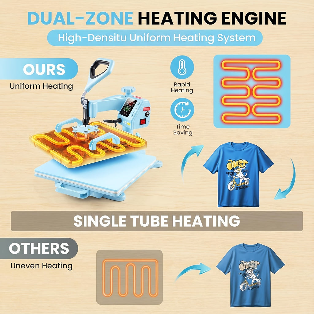 HOMDOX 15"x15" - 11pcs(8 In 1) / 8pcs(5 In 1) Heat Press Set With 30OZ Tumbler Press, Slide Out 360° Swing Away For T-Shirt/Cloth Bags/Tumbler/Mug/Hat/Plate - 15"x15" Slide Out T-shirt Heat Press Machine Can Only Press T-Shirt/Pillows/Cloth Bags