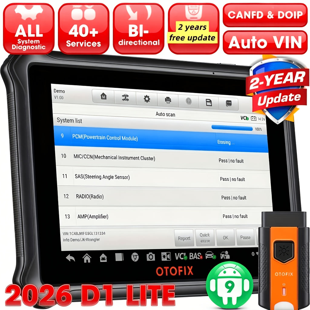 OTOFIX D1 Lite Bidirectional Scanner Full System Diagnostic Key Coding TPMS FCA Autoauth, Key Programming, Test, CANFD & DOIP, Auto VIN, No Wireless Function, Without Battery