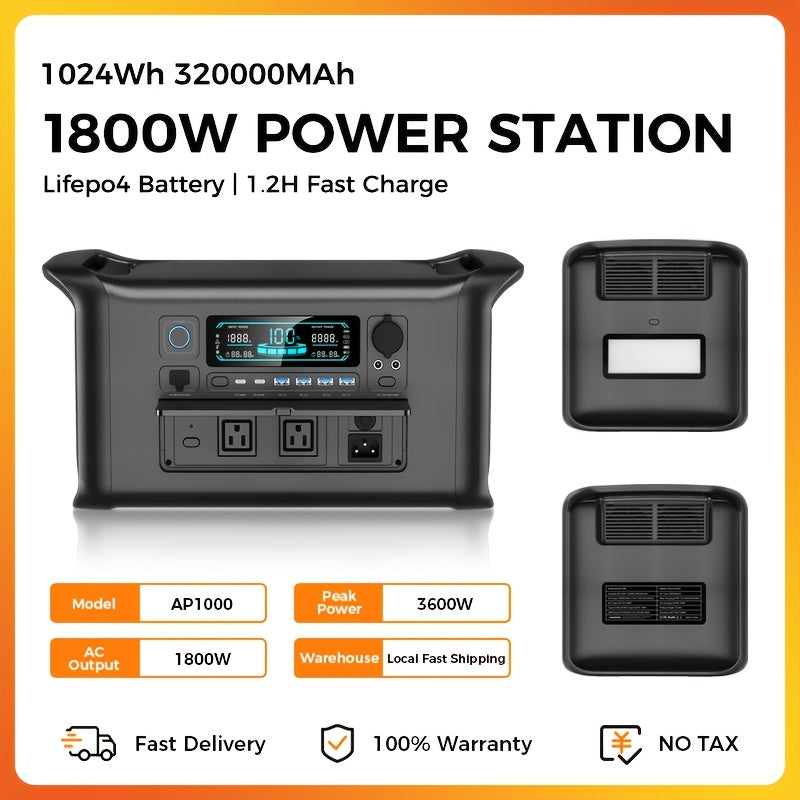 Ctolity AP2000 2048Wh 2400W (Peak 4800W), AP1000 1024Wh 1800W (Peak 3600W), AP400 345Wh 500W (Peak 1000W) Portable Power Station, Lifepo4 Battery, UPS Function, Solar Generator For Camping, Fast Charging High Capacity, Pure Sine Wave