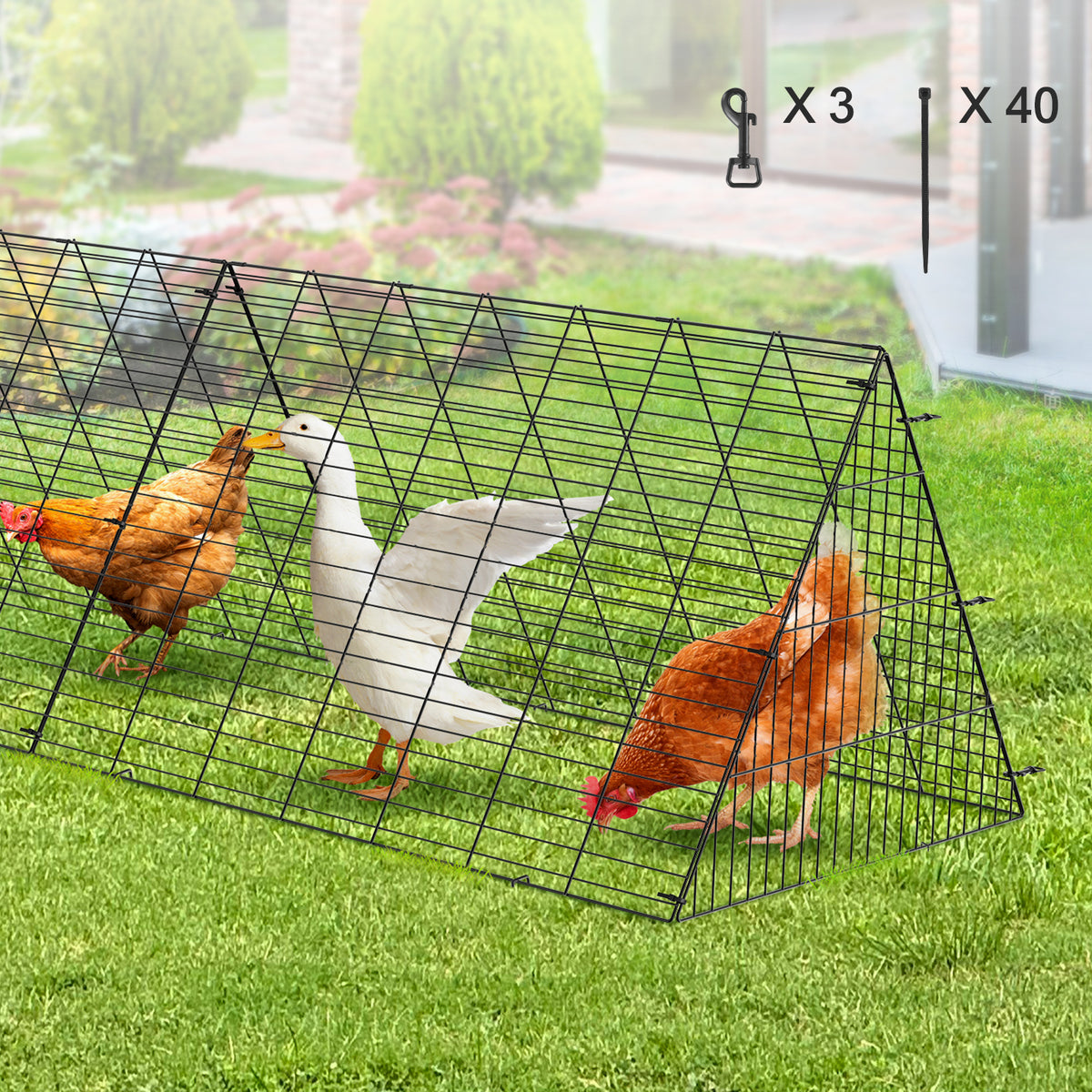 VEVOR Chicken Tunnels, 157.5 x 39.4 x 24.2 inch (LxWxH) Chicken Tunnels for Yard, Portable Chicken Tunnels for Outside with Corner Frames, Chicken Coop Run, Suitable for Chickens, Ducks, Rabbits