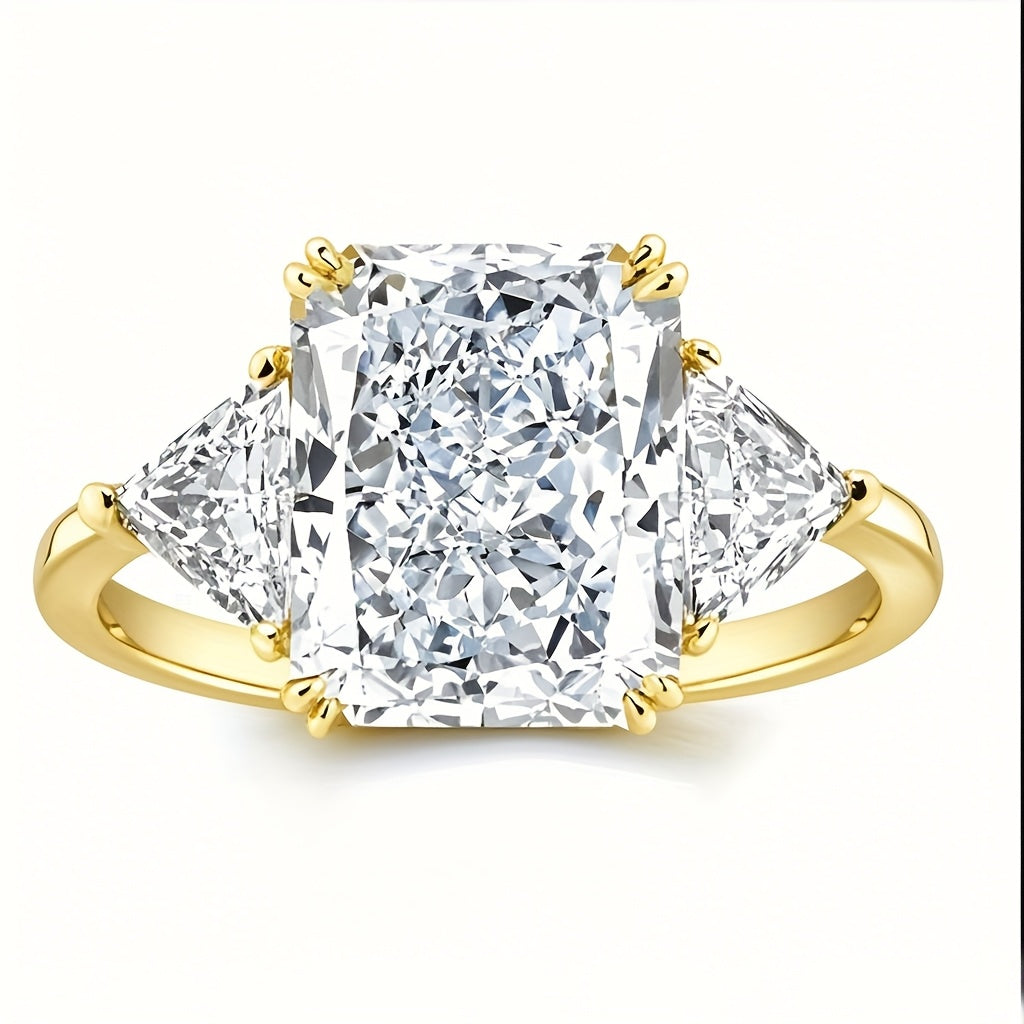 Moissanite Engagement Ring - 3 Carat Single Stone, 925 Silver Inlaid with Synthetic December Birthstone, Suitable for Christmas, Wedding, Banquet, Festival, Holiday Style, Plated Jewelry Suitable for Anniversary, Christmas, Mother's Day Gift