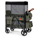 Joymor Foldable Wagon Stroller for 2 Kids, All-Terrain Stroller with Storage Bags And Safety Belts, Sport Stroller Wagon for Children, Shock-Absorbing Wheels And Removable Canopy, for Outdoor