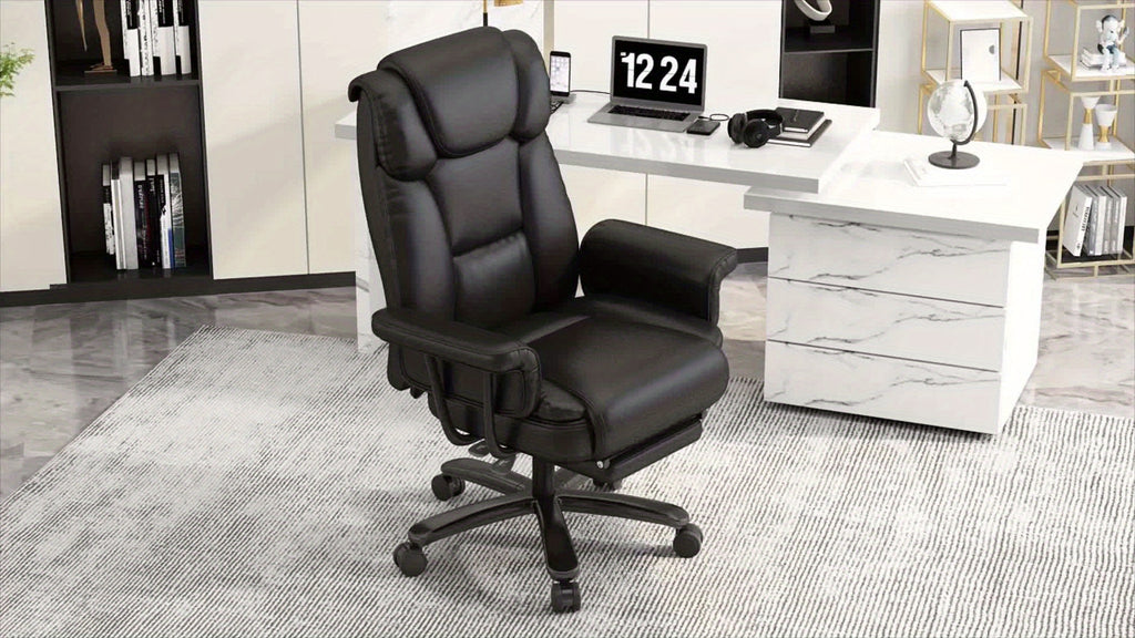 Executive Office Chair — 160° Recline and Footrest for Spacious 400LB Home Office Seating with Casters