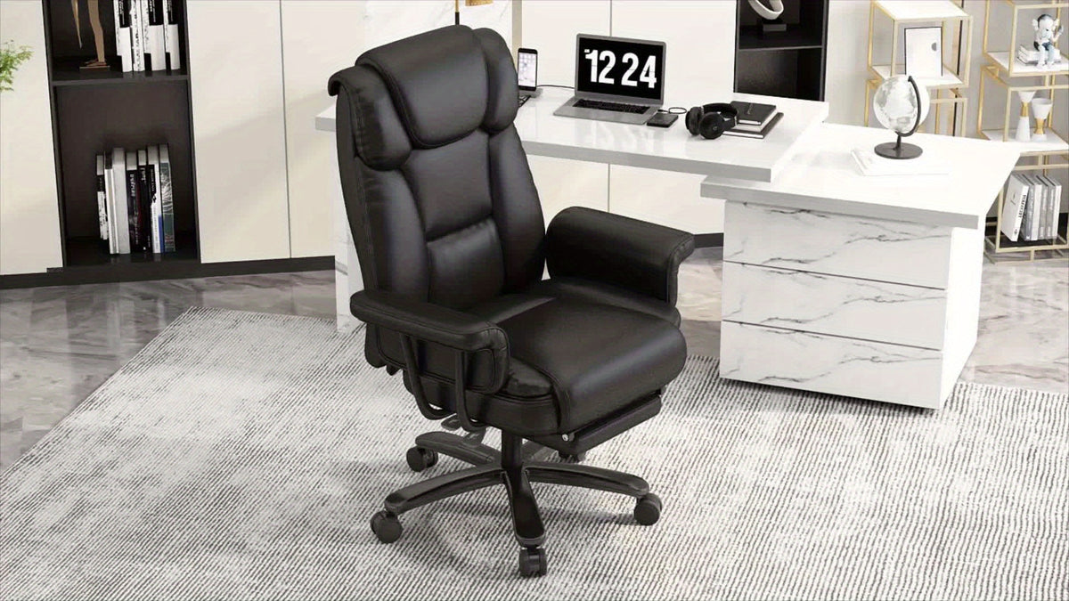Executive Office Chair — 160° Recline and Footrest for Spacious 400LB Home Office Seating with Casters