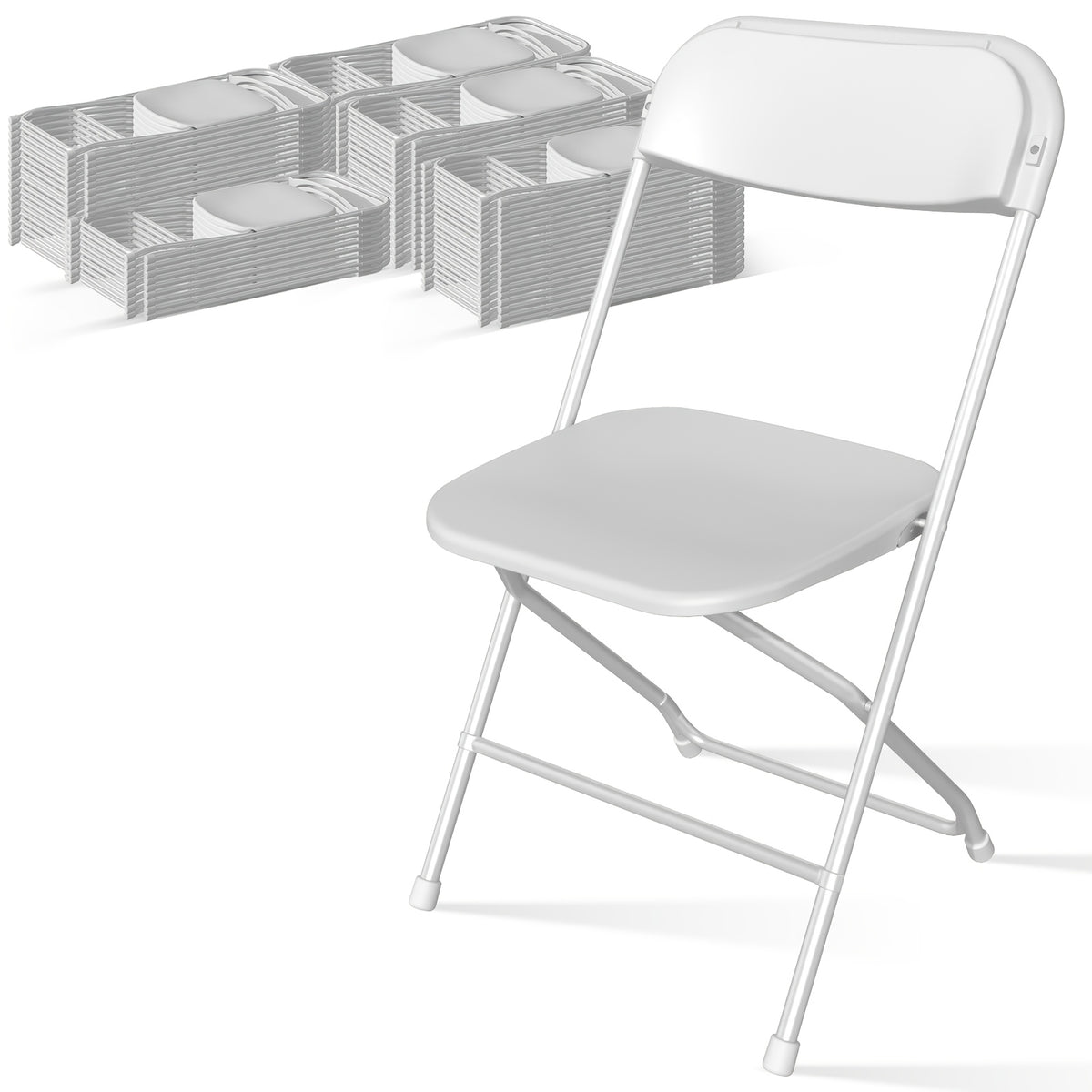 [Weddings And Gardens] 90/60/30/20/10 Pack Office White Plastic Folding Chairs Lightweight Folding Chairs, Indoor/Outdoor Folding Chairs, Portable Event Chairs Office Chairs, Conference Rooms, Weddings, And Gardens